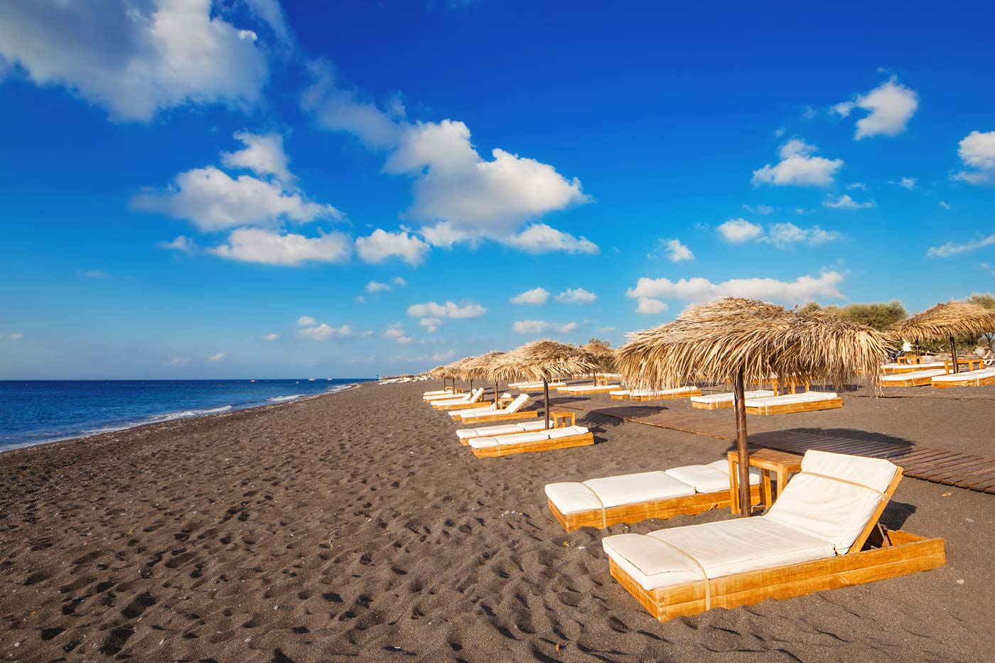 Perissa beach on Santorini