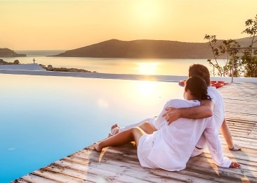 Couple On Holidays In Santorini Greece