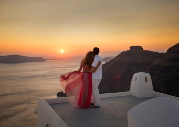 Romantic Sunset Santorini Greece