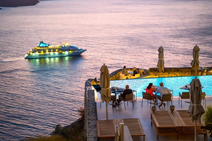 Dinner On Santorini During Sunset