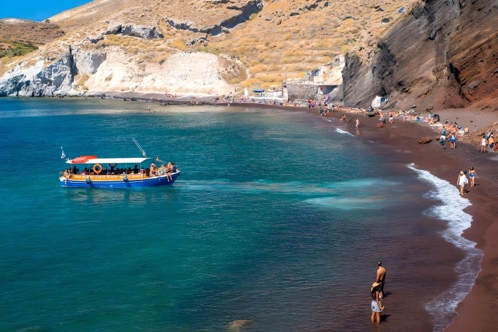 Red Beach On Santorini Island