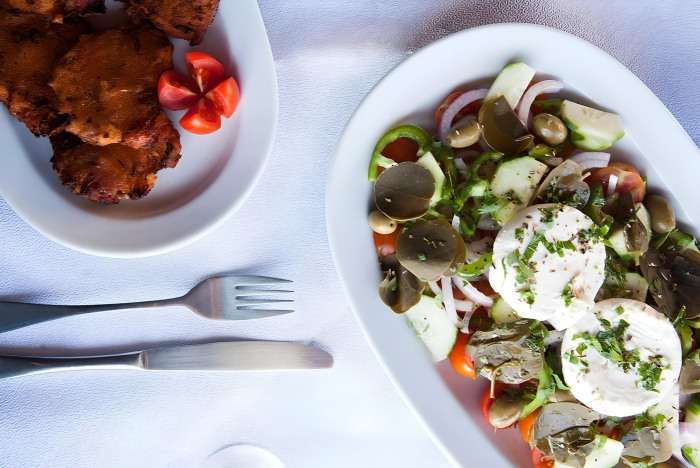 Tomato Balls & Santorini Salad. Food Tour Photo