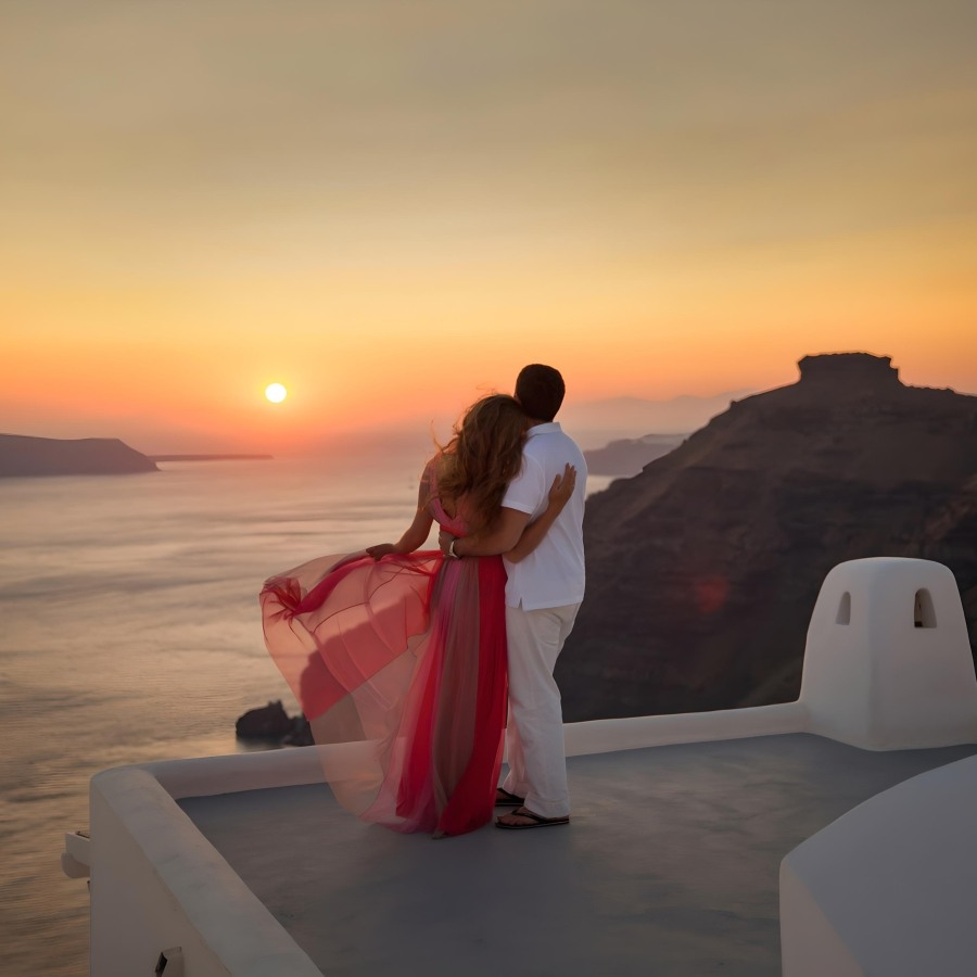 Romantic Sunset Santorini Greece