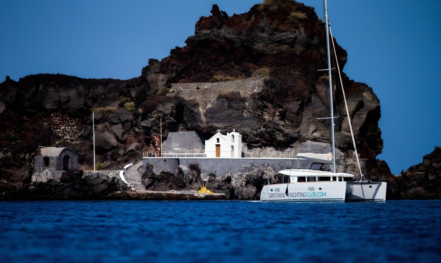 Sailing Catamaran Lagoon Santorini Greece