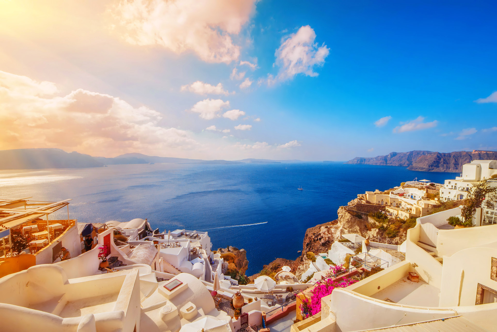 Affordable Advantage Sunset Over Santorini Oia Greek Islands Landscape ...